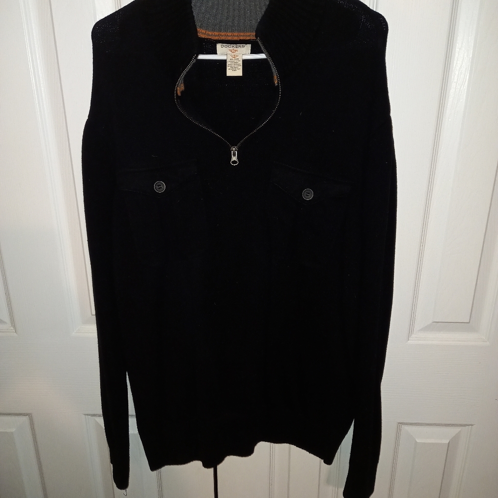 Mens Dockers 1/4 zip Sweater,  Black, XL